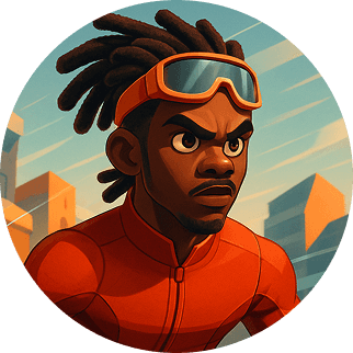 A cartoon avatar of a cool young man with dreadlocks