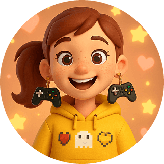 A cartoon avatar of a girl with freckles